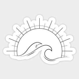 Minimalist wave and sun Sticker